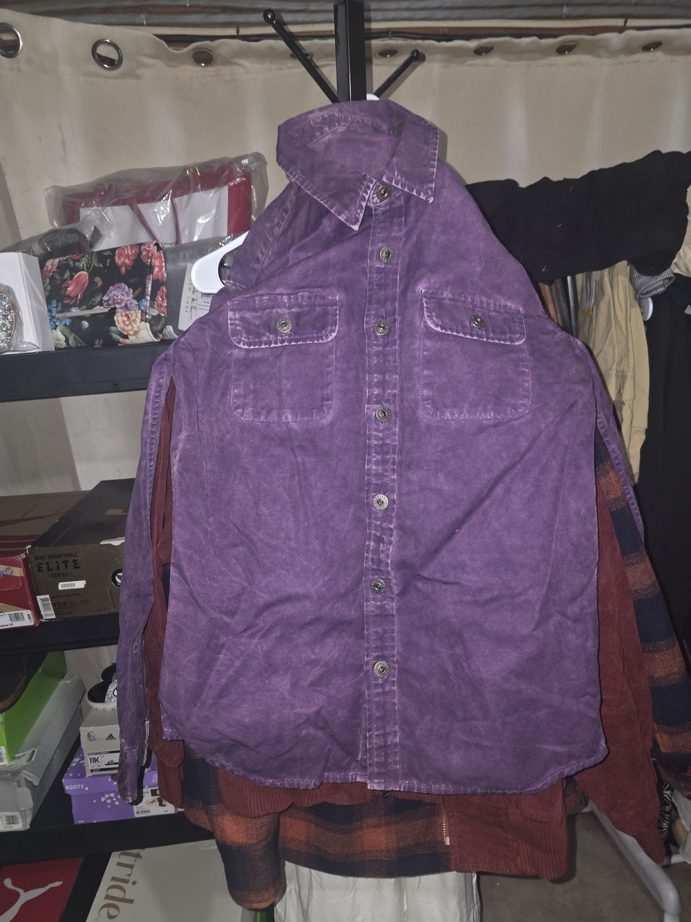 Ag Adriano Goldschmied Purple Button-Down Casual Shirt